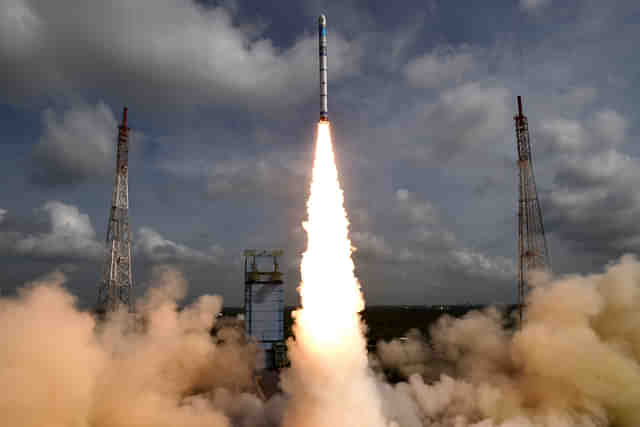 A successful third and final developmental launch of the SSLV (Photo: ISRO/X)